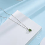Genuine Green Jade Oval Necklace in Sterling Silver, Dainty Jade Oval Cabochon Necklace, Natural Jade Necklace