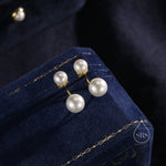 Sterling Silver Front and Back Stud Earrings Ear Jackets with Simulated Pearls, Simple and Elegant, Mother of Pearl Ear Jacket