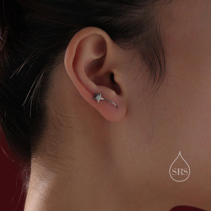 Sterling Silver Star Drop Earrings in Sterling Silver, Silver, Gold or Rose Gold, Star Hook Earrings, Dangle Celestial Earrings