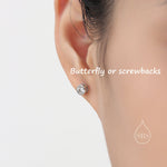 5mm Bezel CZ Crystal 18G Screw Back Earrings in Sterling Silver