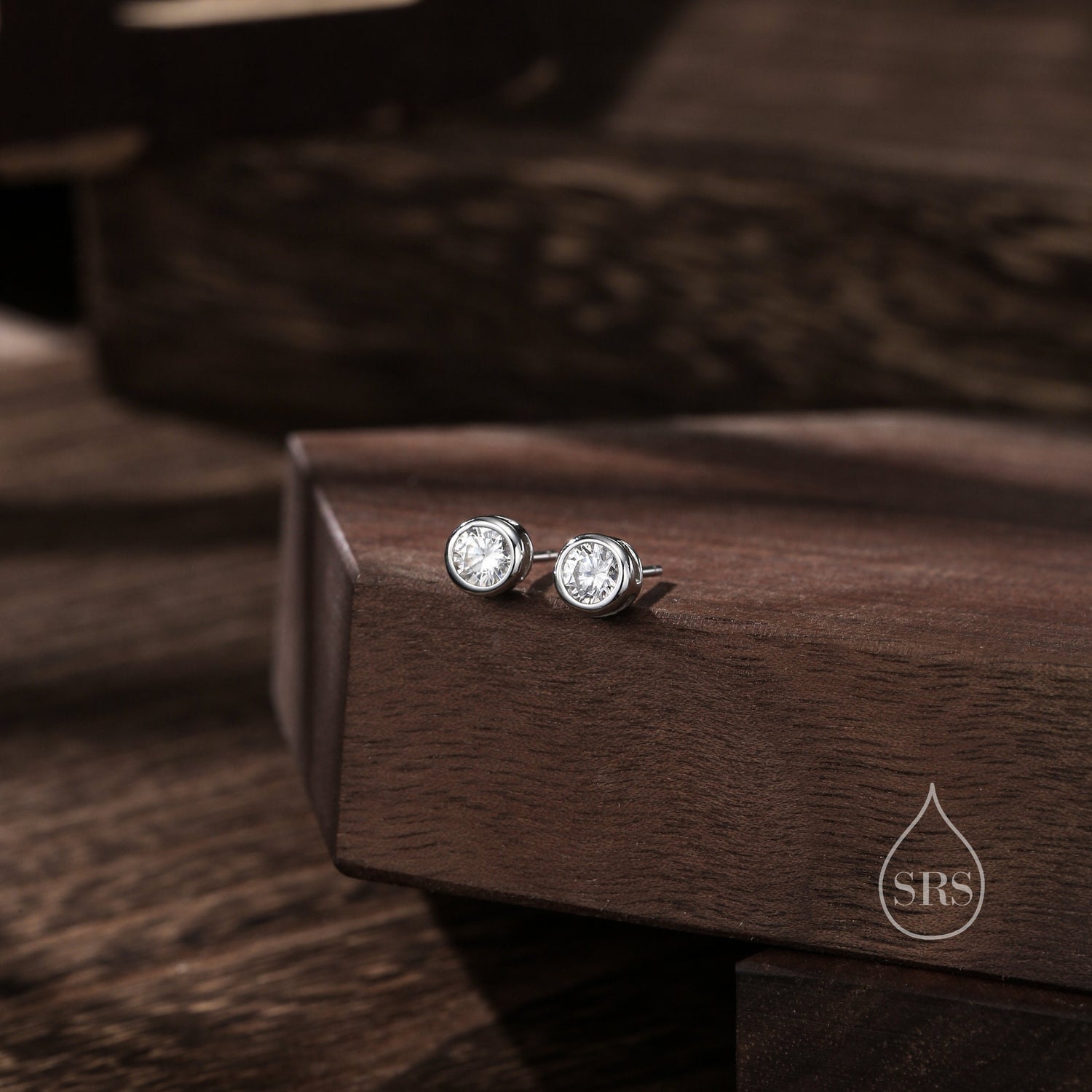 5mm Bezel CZ Crystal Stud Earrings in Sterling Silver