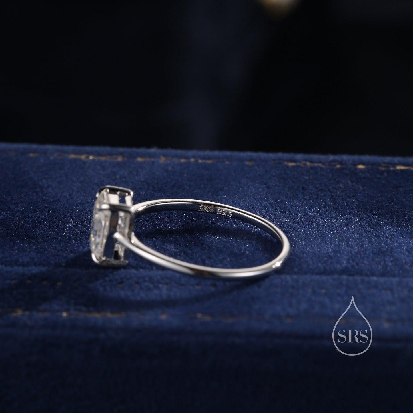 1 Carat Emerald Cut Moissanite Diamond Classic Single Stone Engagement Ring in Sterling Silver, Genuine Moissanite Baguette Ring, US 5-8