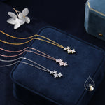 Delicate Hydrangea Bouquet CZ Necklace in Sterling Silver, Silver or Gold or Rose Gold, Tiny CZ Flower Necklace, Tiny CZ Necklace