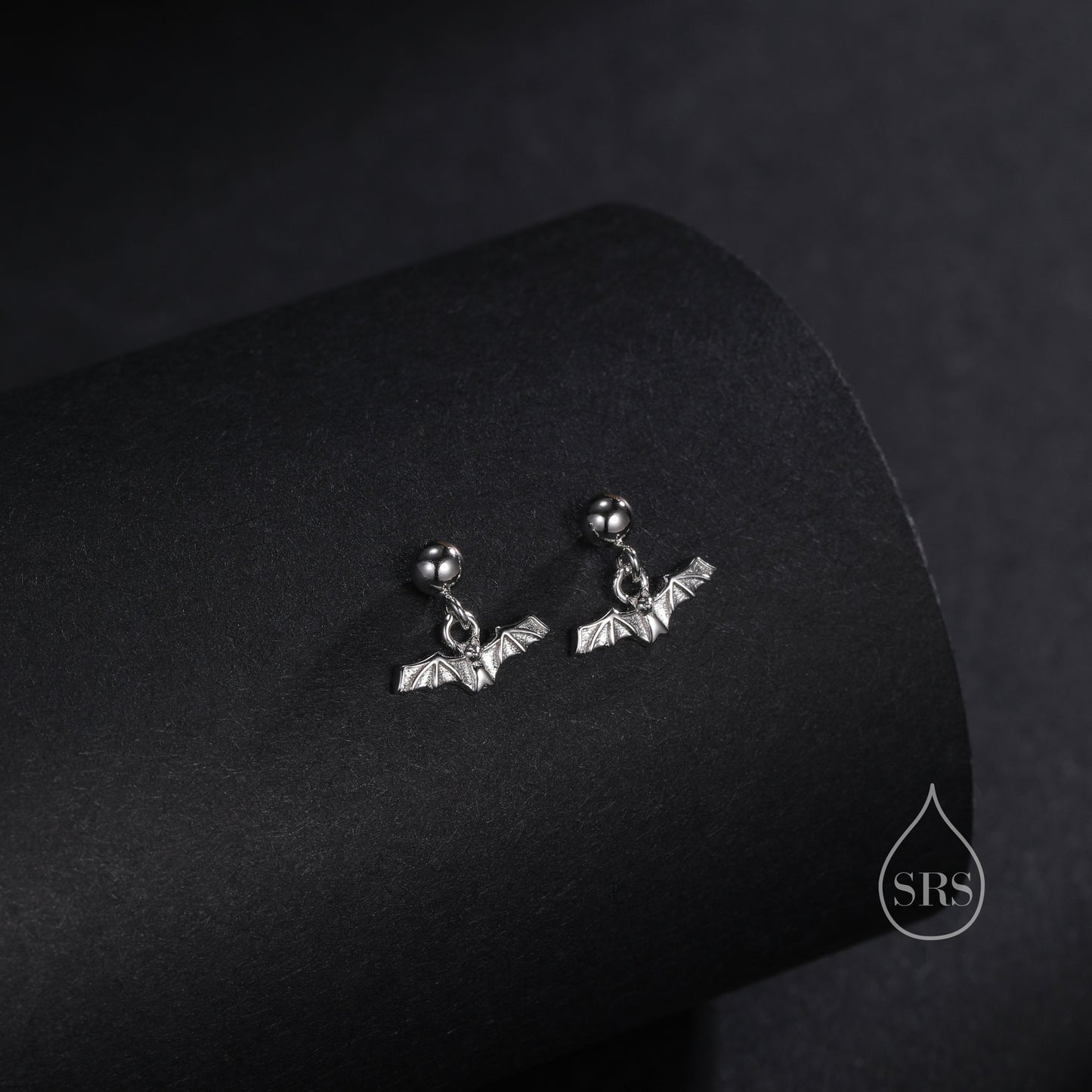 Extra Tiny Bat Drop Stud Earrings in Sterling Silver, Silver or Gold, Stacking Earrings, Animal Earrings