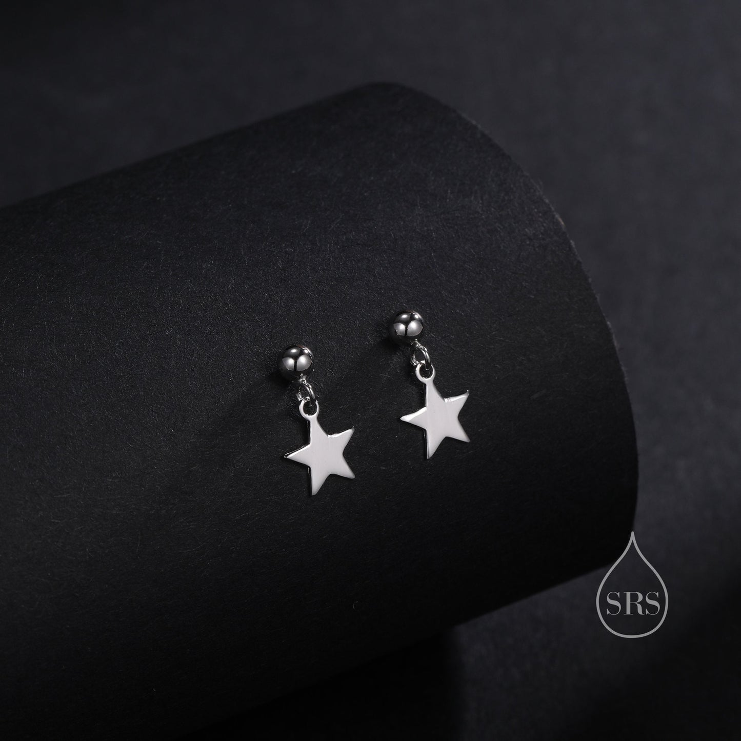 Minimalist Star Dangle Drop Stud Earrings in Sterling Silver, Silver or Gold or Rose Gold, Tiny Star Earrings, Sunburst Earrings, Celestial