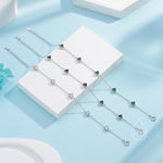 Sterling Silver Trillion Cut Emerald Green CZ Bezel Bracelet, Silver or Gold, CZ Satellite Bracelet, Tiny Delicate CZ Bracelet