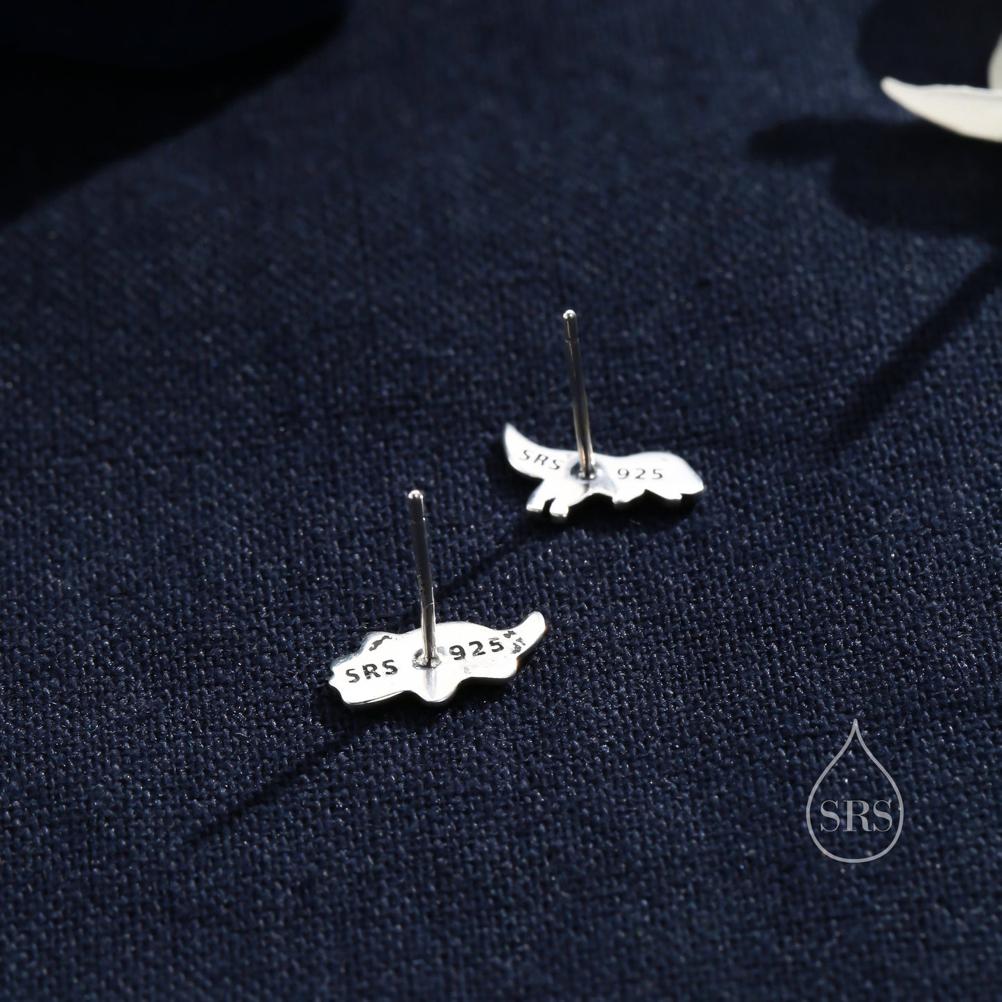 Oxidised Sterling Silver Dinosaur Fossil Stud Earrings, Oxidised Silver Finish Dino Stud, Quirky Dino Stud, Asymmetric Dinosaur Earrings,