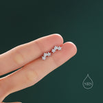 Opal Blue Forget Me Not Flower Bouquet CZ Stud Earrings in Sterling Silver, Silver or Gold, Opal Colour CZ Flower Stud Earrings