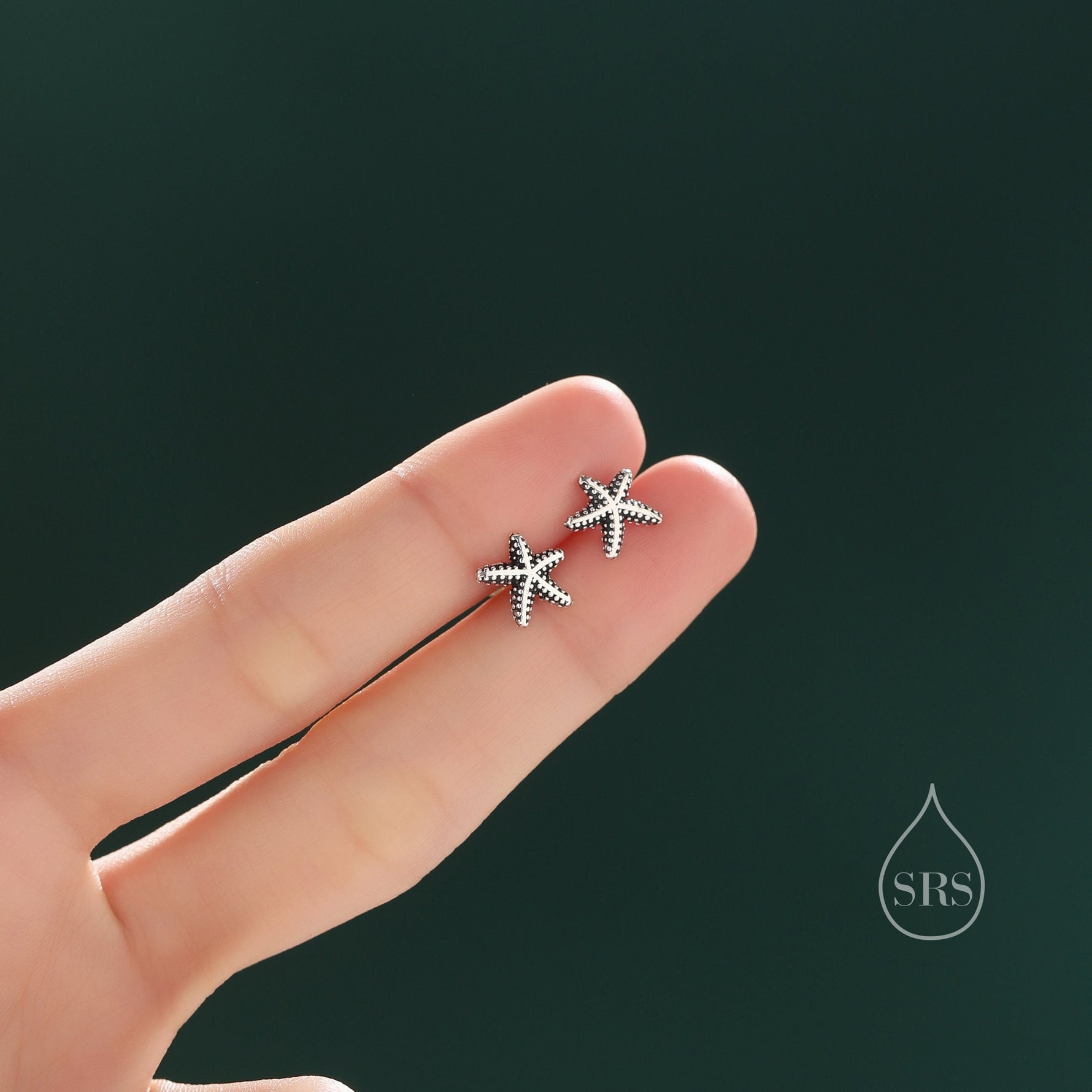 Oxidised Sterling Silver Star Fish Stud Earrings, Cute Sea Star Stud, Starfish Earrings, Nature Inspired Fish Earrings, Starfish Earrings
