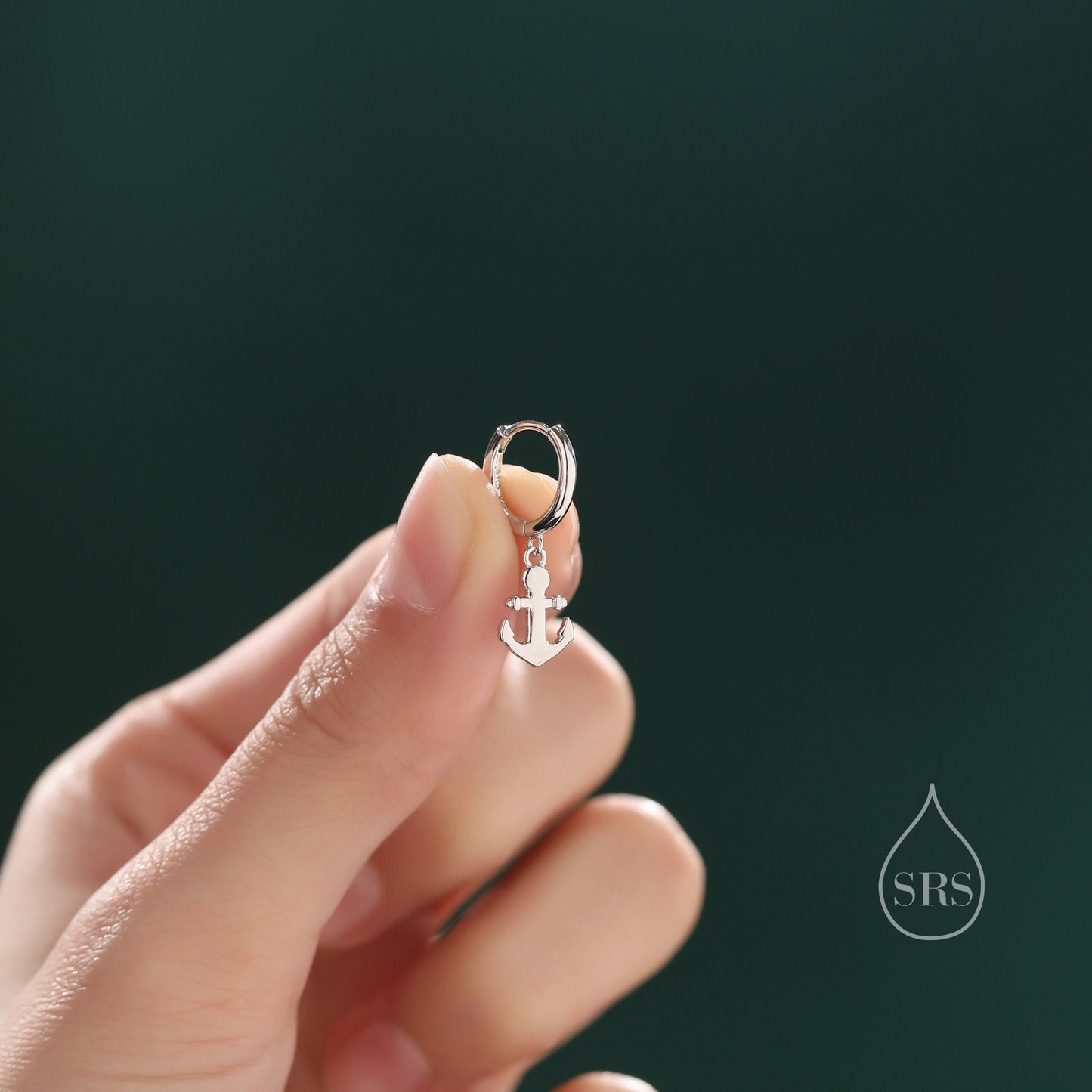 Anchor Huggie Hoop Earrings in Sterling Silver, Silver or Gold or Rose Gold, Tiny Anchor Earrings, Nautical Ocean Theme Earrings