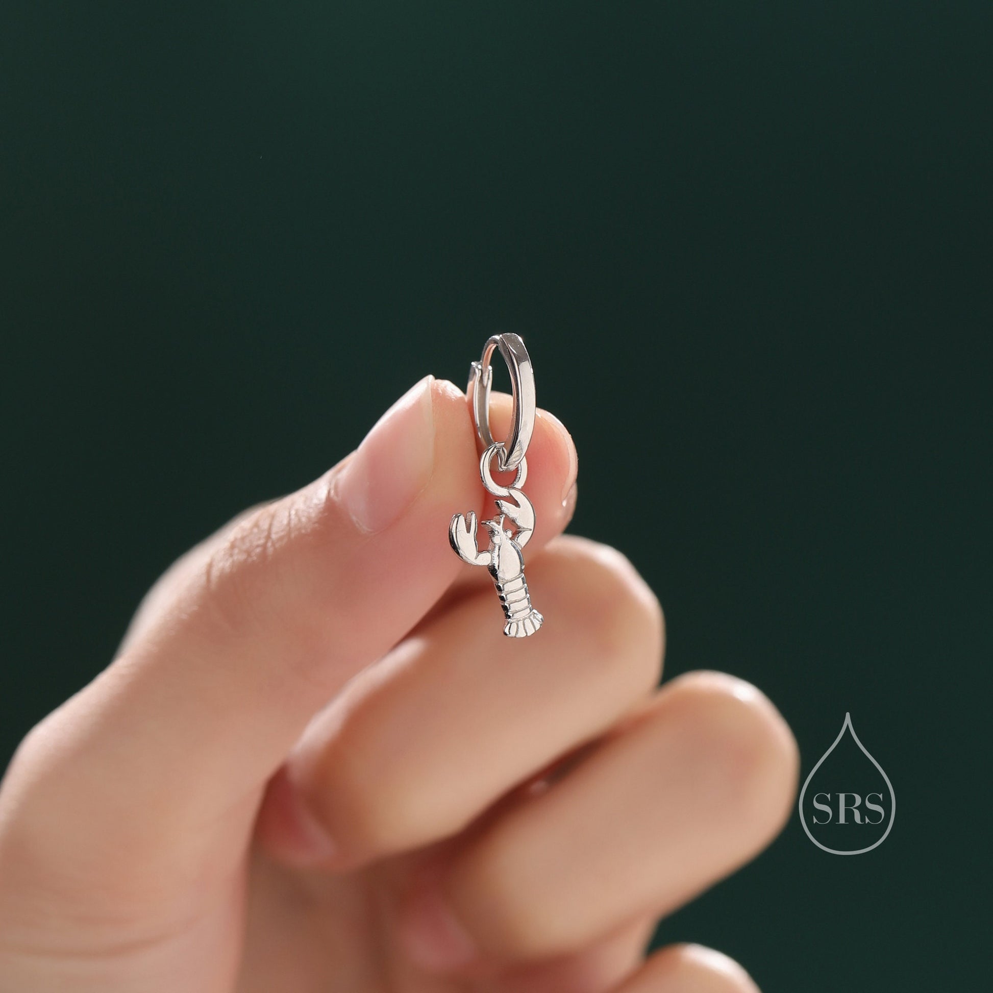 Lobster Huggie Hoop Earrings in Sterling Silver, Silver or Gold or Rose Gold, Tiny Lobster Earrings, Nautical Ocean Theme Earrings