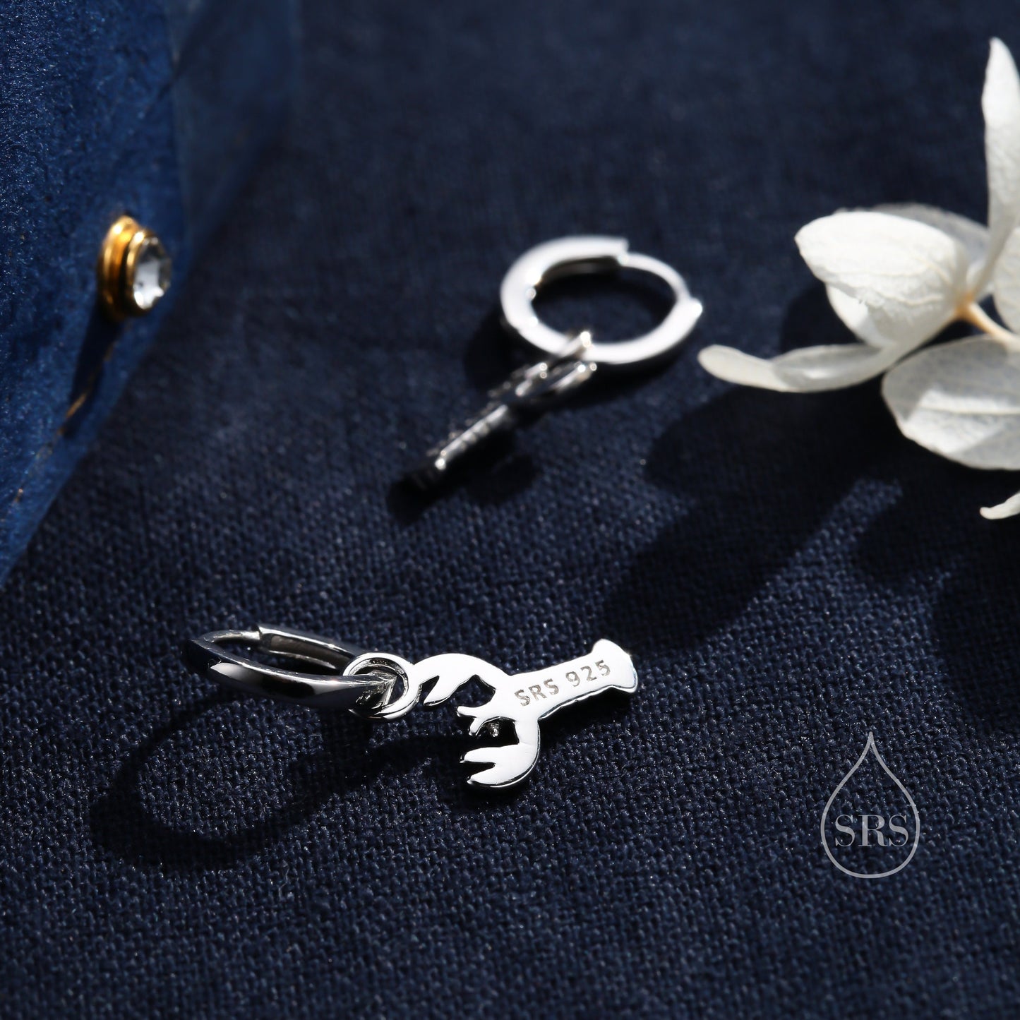 Lobster Huggie Hoop Earrings in Sterling Silver, Silver or Gold or Rose Gold, Tiny Lobster Earrings, Nautical Ocean Theme Earrings