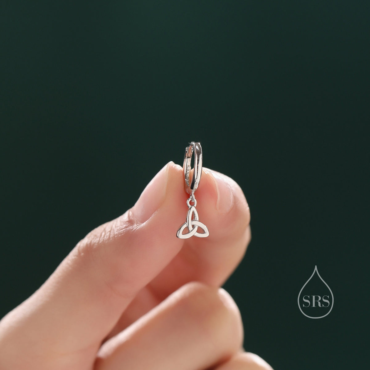 Celtic Trinity Knot Huggie Hoop Earrings in Sterling Silver, Silver, Gold or Rose Gold, Celtic Trinity Knot Earrings