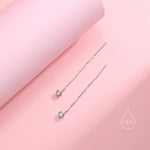 Fire Opal Dot Threader Earrings in Sterling Silver, Lab Opal Ear Threaders, Silver or Gold, Opal Threaders, Chain Earrings