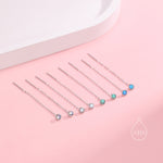 4mm Blue Opal Dot Threader Earrings in Sterling Silver, Lab Opal Ear Threaders, Silver or Gold, Opal Threaders, Chain Earrings