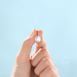 Sterling Silver Aurora CZ Droplet Drop Earrings in Sterling Silver, Silver or Gold, Chunky AB CZ Pear Shape Hook Earrings