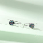 Sterling Silver Mystic Black CZ Droplet Drop Earrings in Sterling Silver, Silver or Gold, Chunky AB CZ Pear Shape Hook Earrings
