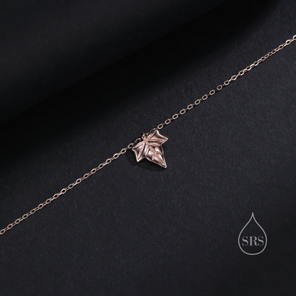 Cute Little Ivy Leaf Pendant Necklace in Sterling Silver, Silver or Gold or Rose Gold, Ivy Leaf Necklace in Silver