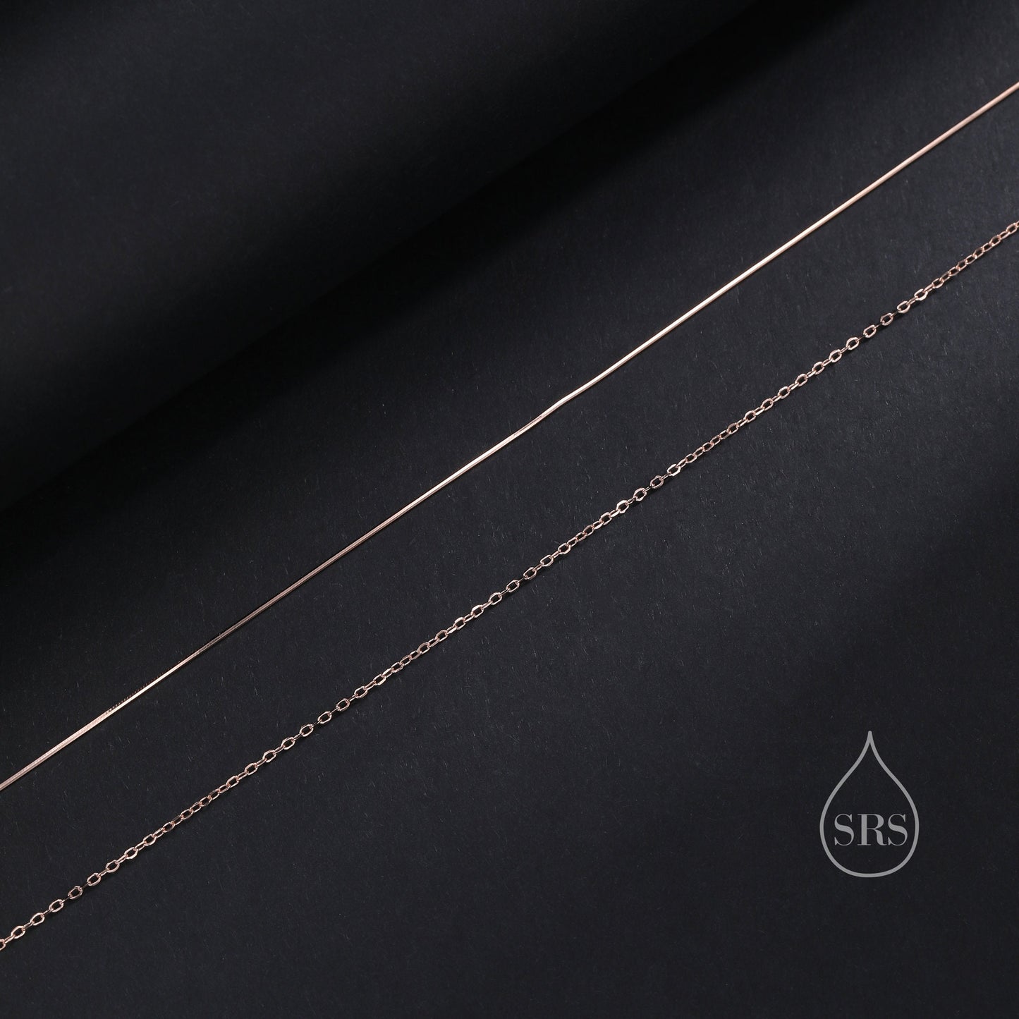 Double Layer Necklace in Sterling Silver with Dainty Chain and Snake Chain, Silver or Gold or Rose Gold, Chain Necklace