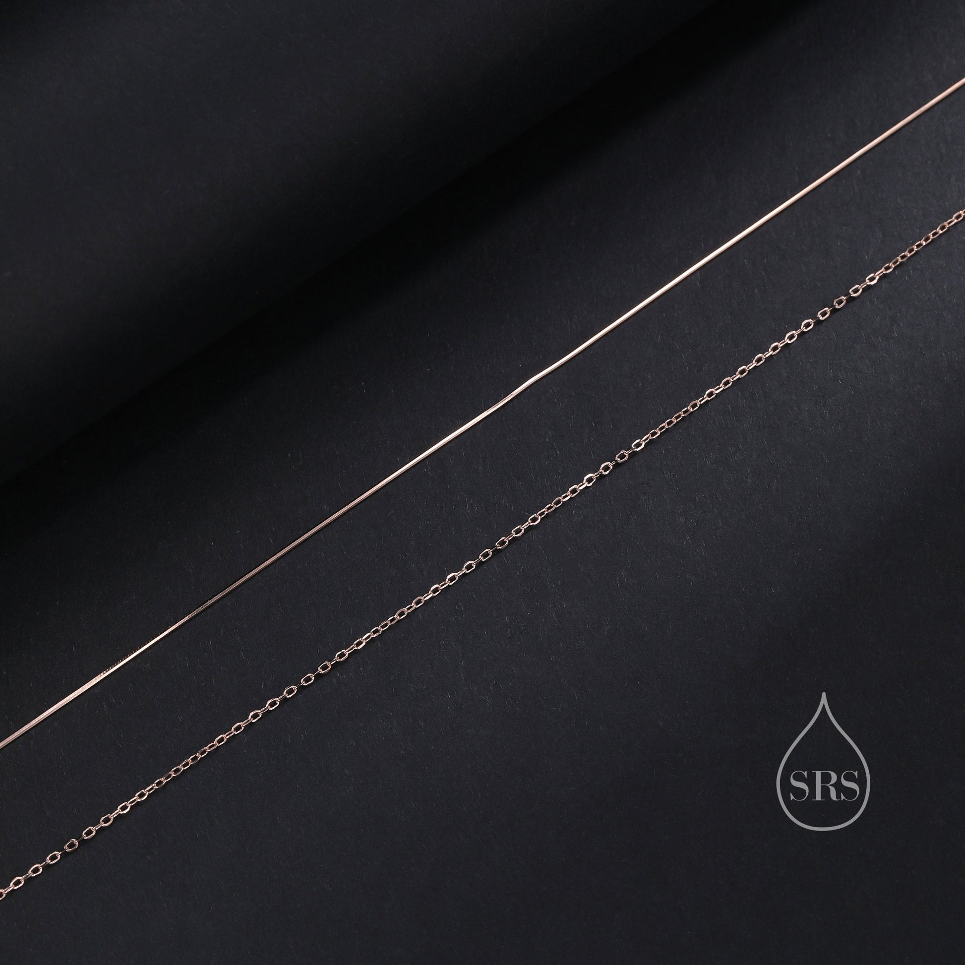 Double Layer Necklace in Sterling Silver with Dainty Chain and Snake Chain, Silver or Gold or Rose Gold, Chain Necklace