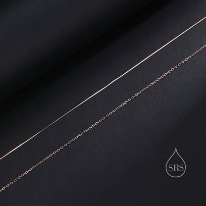 Double Layer Necklace in Sterling Silver with Dainty Chain and Snake Chain,  Silver or Gold or Rose Gold, Chain Necklace