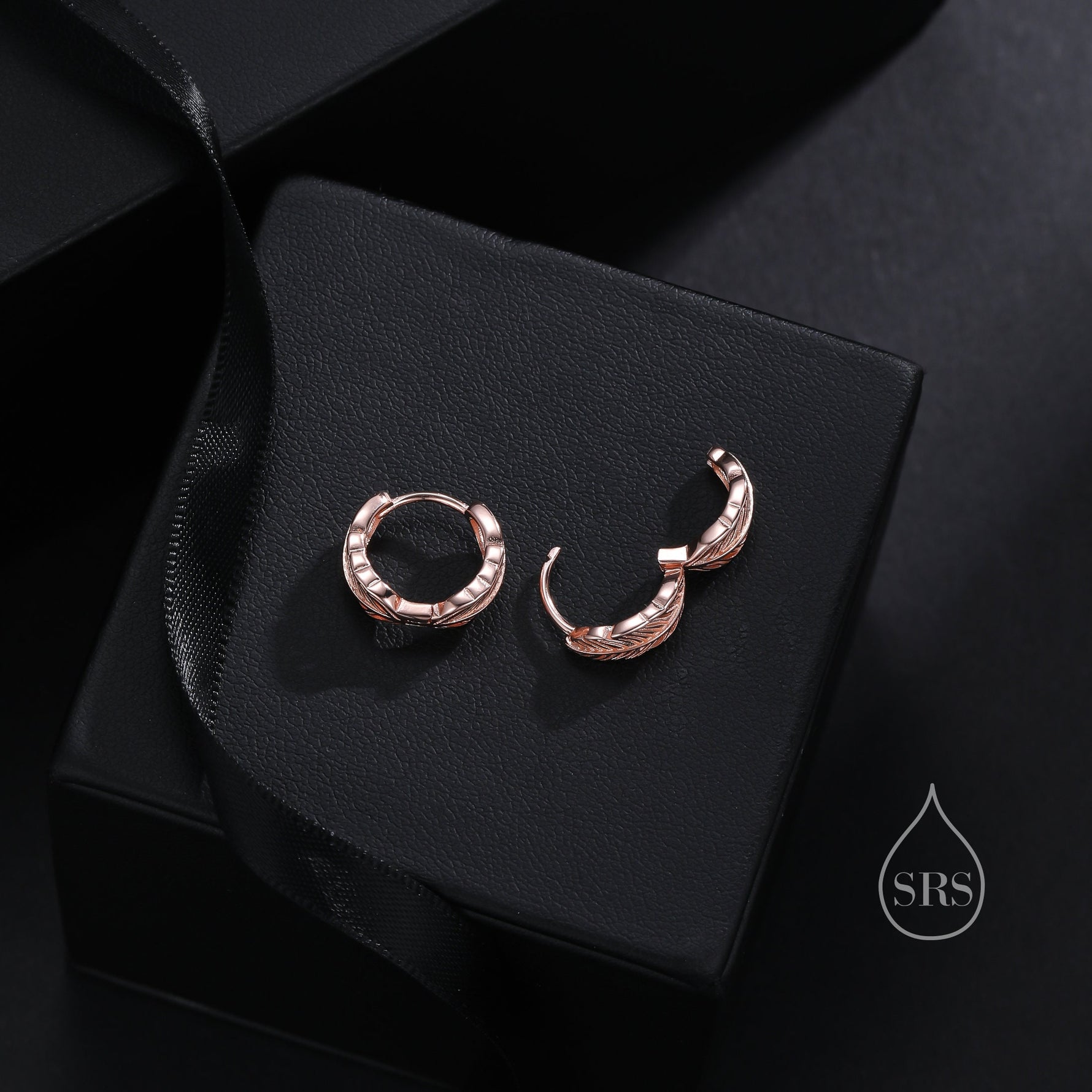 Tiny Feather Huggie Hoop Earrings in Sterling Silver, Silver or Gold or Rose Gold, Wing Earrings, Wing Feather Dangle Hoops, Angel Hoops
