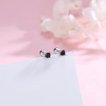 Tiny Black CZ Screw Back Earrings in Sterling Silver, 3mm or 4mm or 5mm CZ, Stacking Earrings, Black CZ Barbell Earrings, Helix Earrings