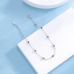 Sterling Silver Extra Delicate Sapphire Blue CZ Bezel Bracelet, Silver or Gold, CZ Satellite Bracelet, Tiny Delicate CZ Bracelet