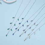 Sapphire Blue CZ Marquise Satellite Chain Necklace