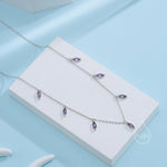 Amethyst Purple CZ Marquise Pendant Necklace in Sterling Silver, Silver or Gold, Marquise Charm Necklace, Droplet Satellite Necklace