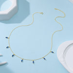 Sapphire Blue CZ Marquise Satellite Chain Necklace