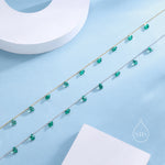 Emerald Green CZ Dangle Necklace in Sterling Silver, Silver or Gold, Satellite Crystal Necklace, Solid Silver Motif Necklace