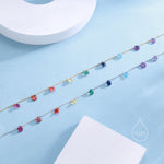 Rainbow Spectrum CZ Dangle Necklace in Sterling Silver, Silver or Gold, Satellite Crystal Necklace, Solid Silver Motif Necklace