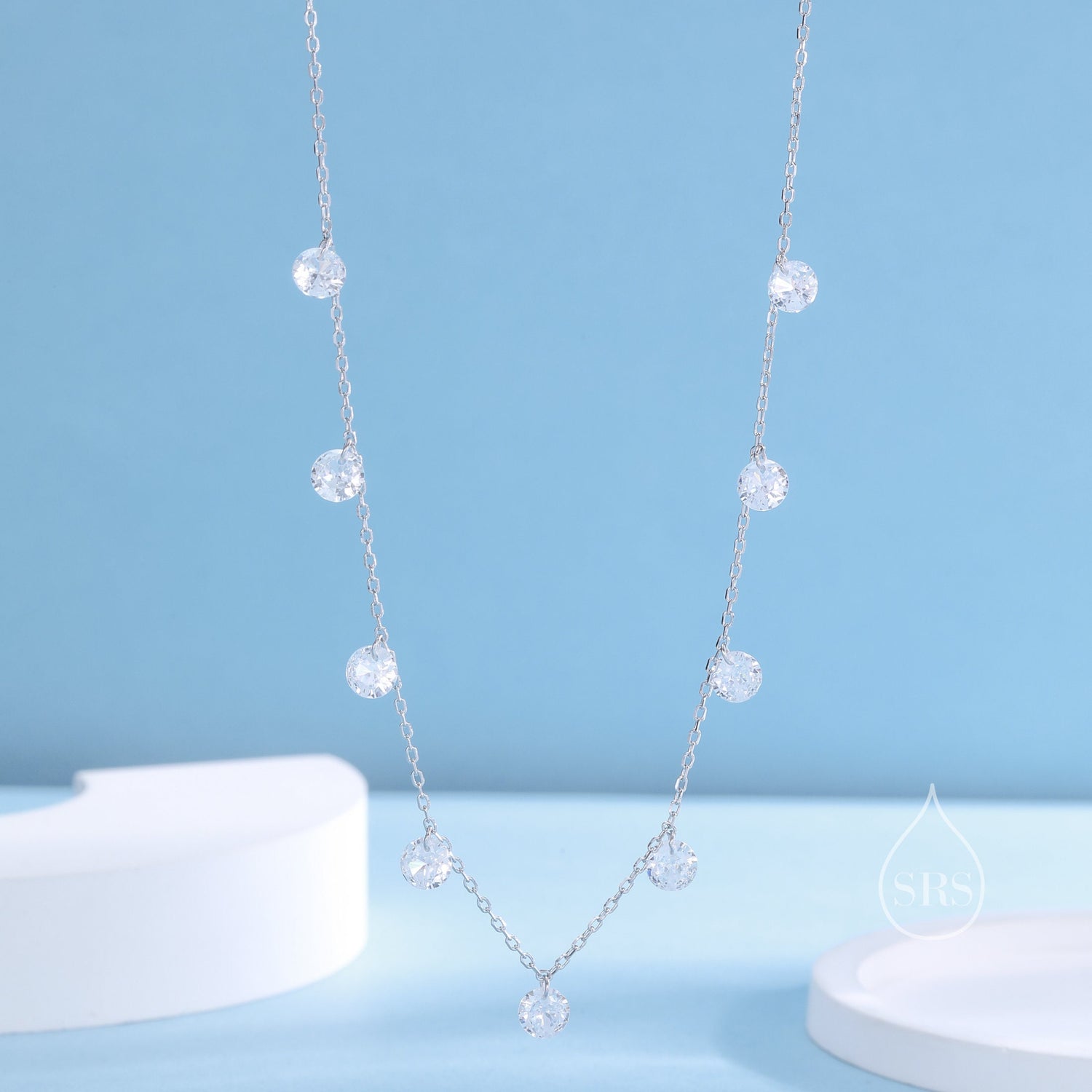 Clear CZ Dangle Chain Necklace