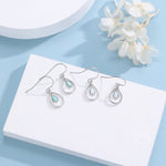 Opal Droplet Drop Hook Earrings in Sterling Silver, Aqua Green Opal or White Opal, Delicate Lab Opal Geometric Earrings, Droplet Earrings