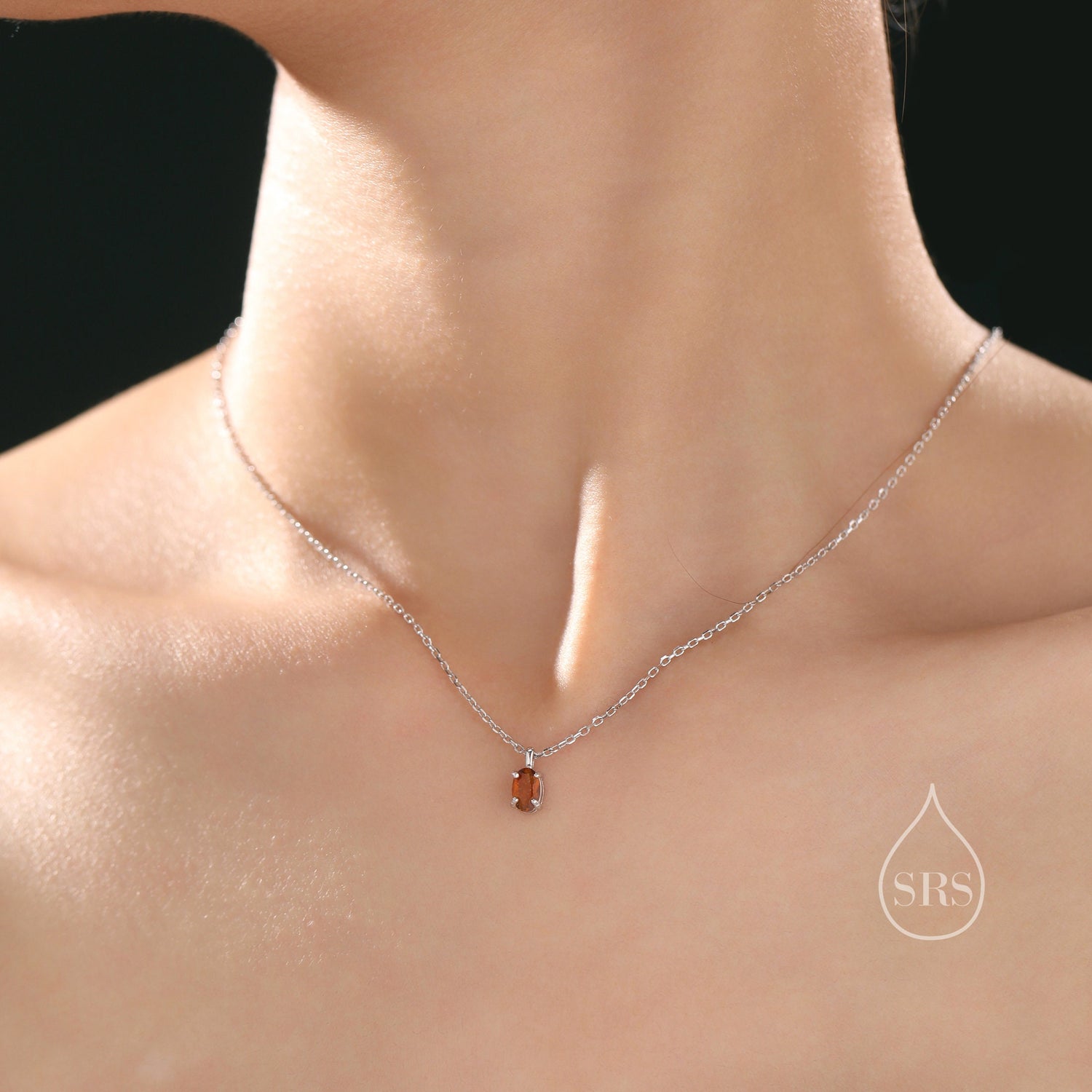 Red Tourmaline Oval Pendant Necklace