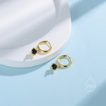 Tiny Black CZ Huggie Hoop in Sterling Silver, Silver or Gold or Rose Gold, Minimalist Simple Hoop Earrings, 4mm CZ Hoops