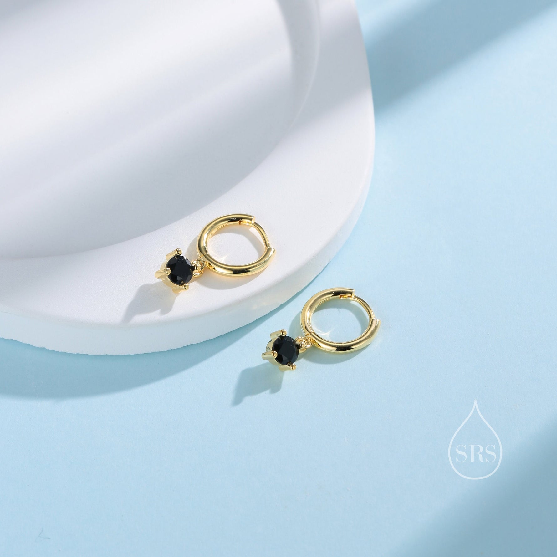 Tiny Black CZ Huggie Hoop in Sterling Silver, Silver or Gold or Rose Gold, Minimalist Simple Hoop Earrings, 4mm CZ Hoops