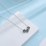Aurora Black CZ Triple Star Pendant Necklace in Sterling Silver, Silver or Gold, Three Star AB Crystal Necklace, Mystic Topaz Black CZ
