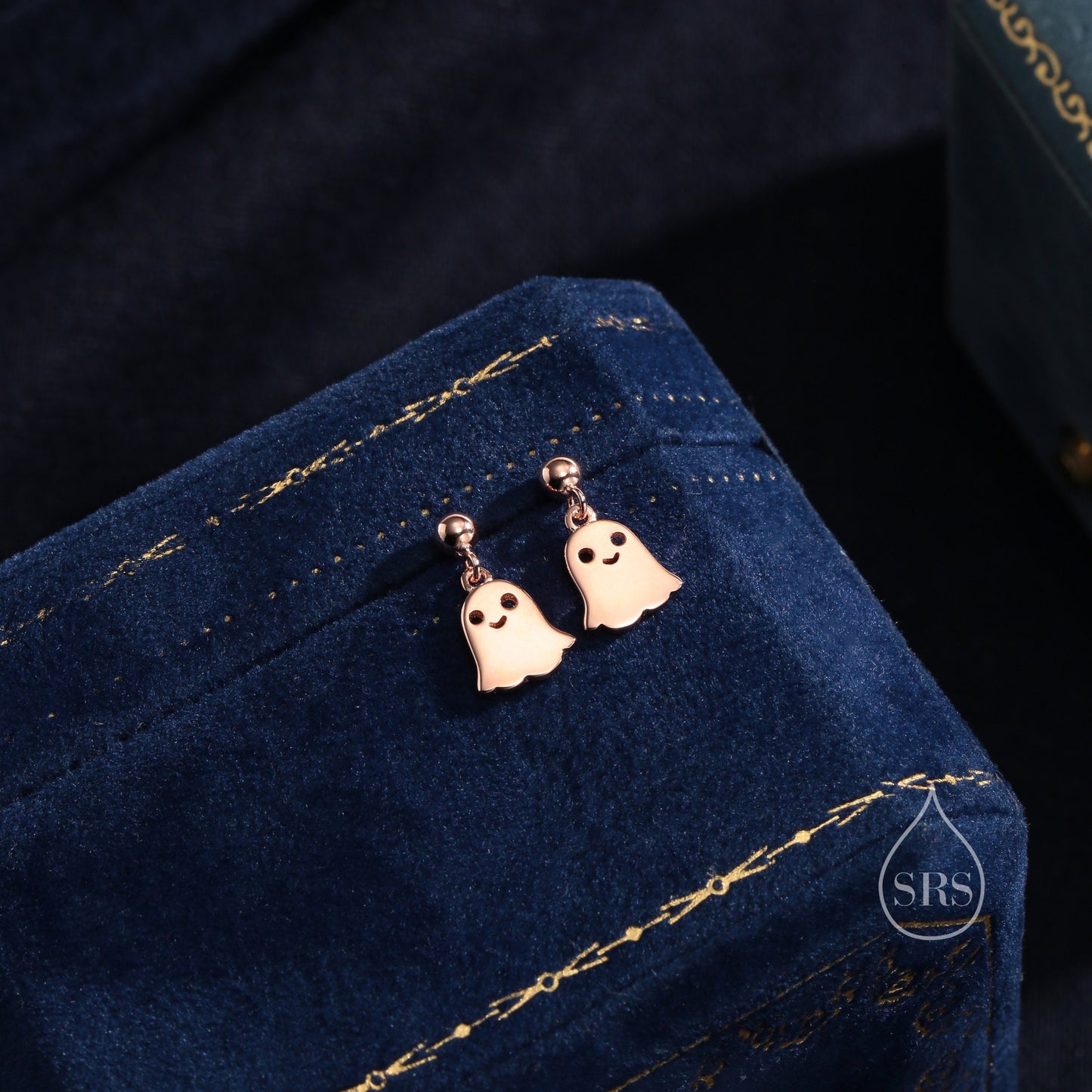 Sterling Silver Little Ghost Stud Earrings, Drop Stud Earrings and Necklace, Set Available