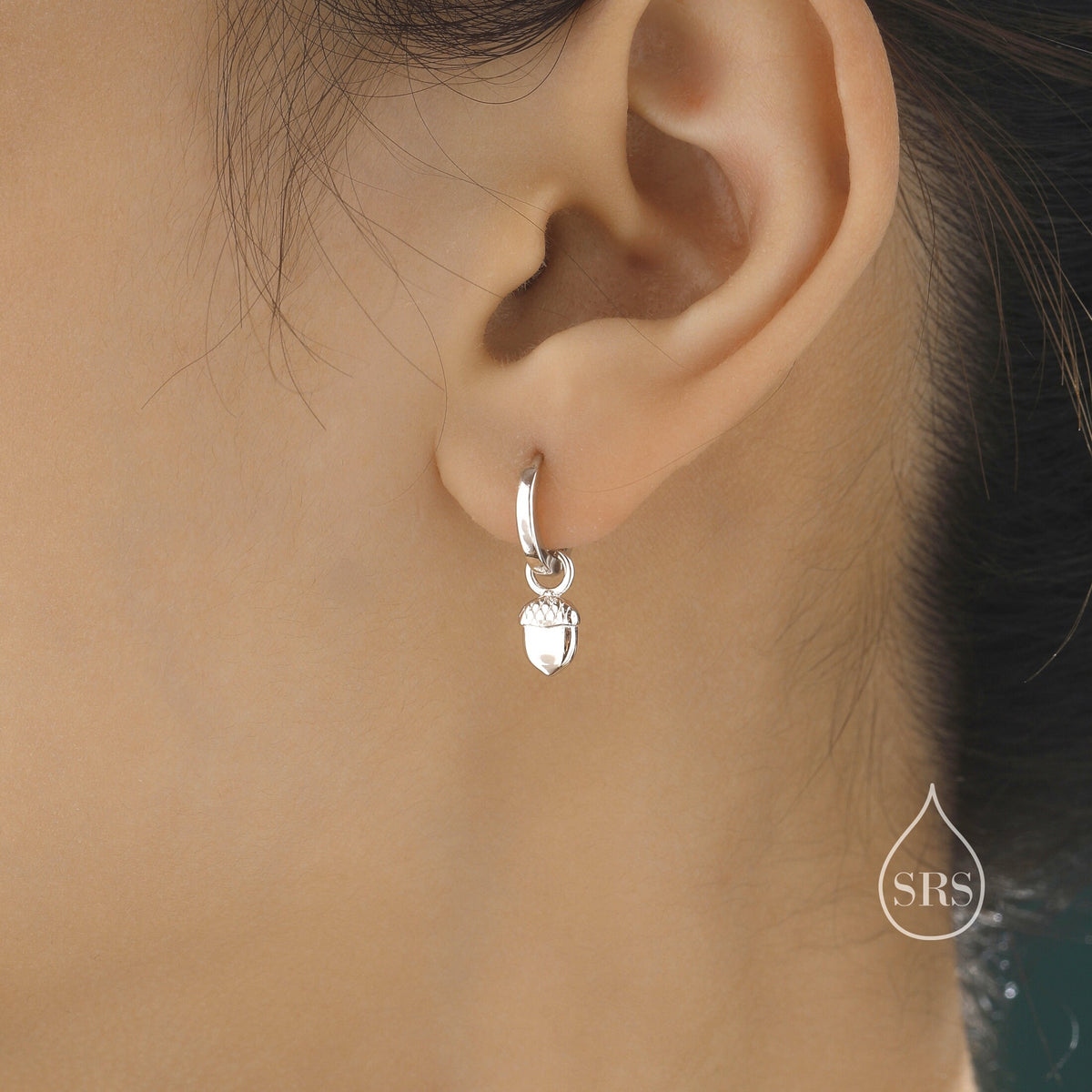 Squirrel and Acorn Detachable Huggie Hoop Earrings