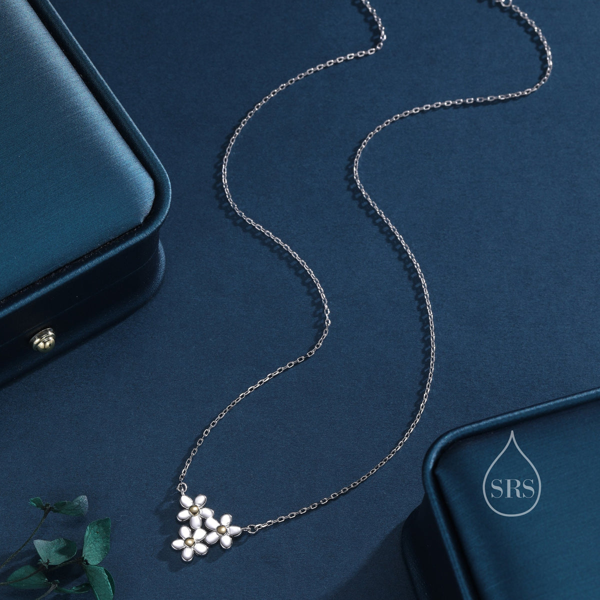 Forget-Me-Not Flower Trio Charm Necklace