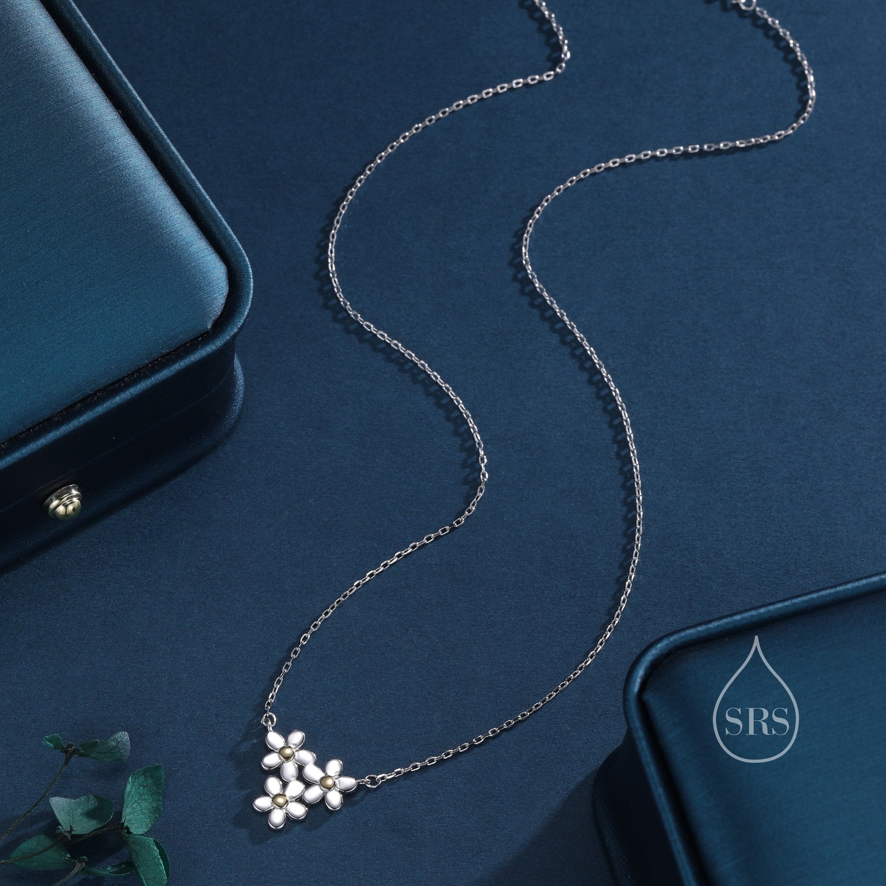 Forget-Me-Not Flower Trio Charm Necklace