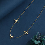 Flying Bird Satellite Necklace in Sterling Silver, Swallow Bird Necklace, Silver or Gold - Cute Quirky and Fun Jewellery