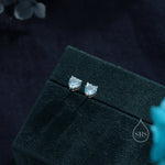 Natural Blue Topaz Stone Heart Stud Earrings in Sterling Silver - Silver or Gold, 5mm Genuine Blue Topaz Crystal Stud Earrings