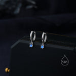 Tiny Moonstone Huggie Hoop Earrings in Sterling Silver, 3mm Simulated Moonstone Hoops, Silver or Gold or Rose Gold, Lab Moonstone Earrings