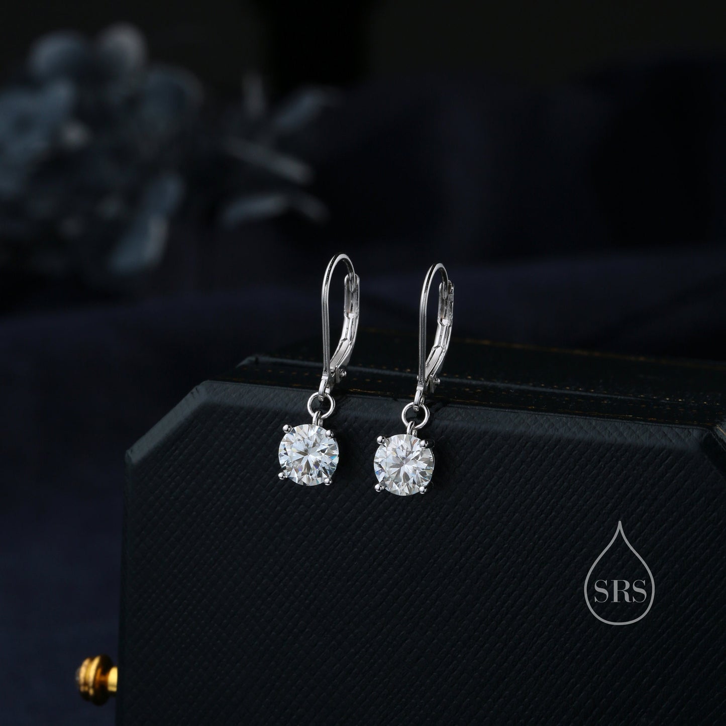 Clear CZ Lever Back Hoop in Sterling Silver, 2 Sizes Available, 6mm or 6.5mm, Minimalist Simple Crystal Leverback Hoop Earrings