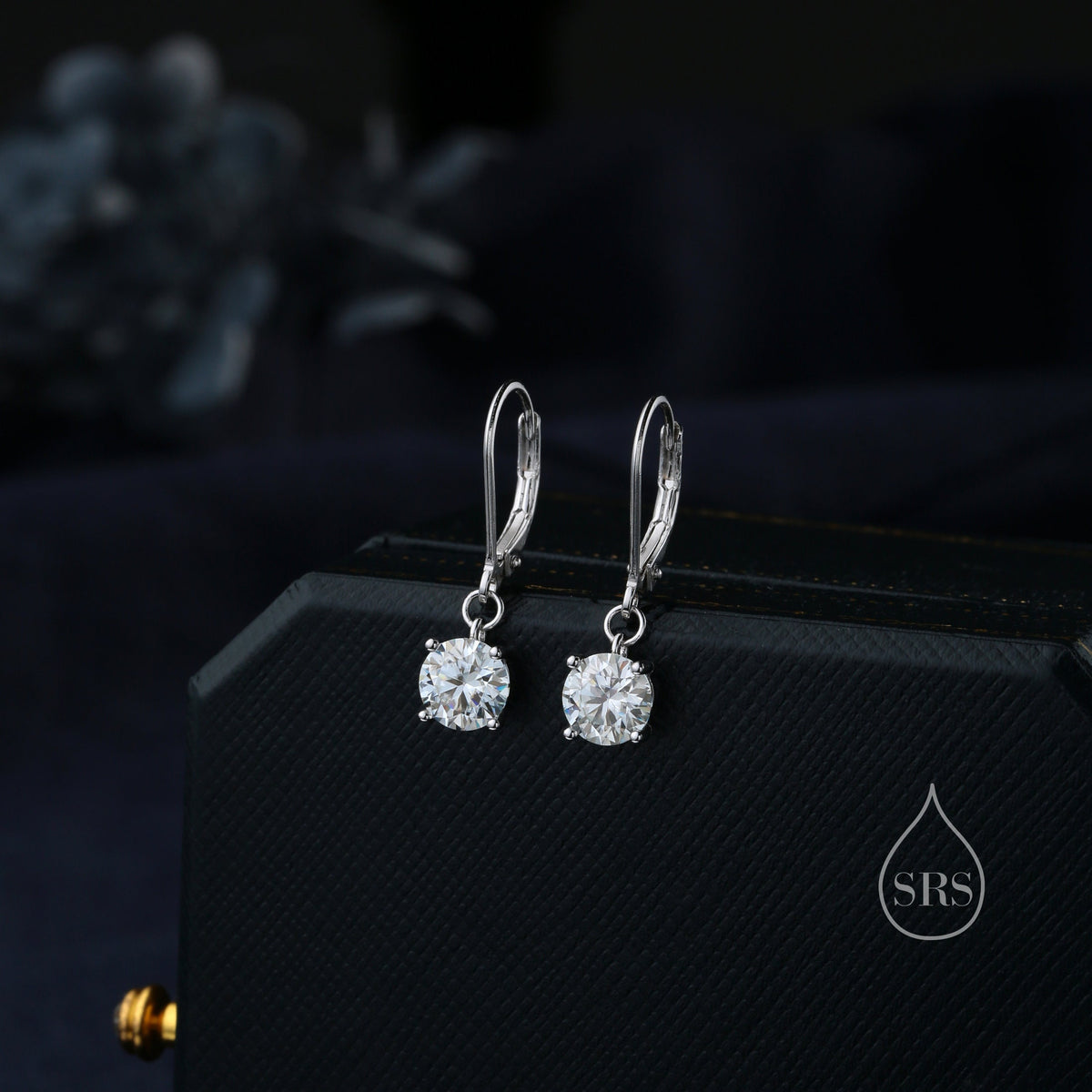 Clear CZ Lever Back Hoop in Sterling Silver, 2 Sizes Available, 6mm or 6.5mm, Minimalist Simple Crystal Leverback Hoop Earrings