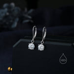 Clear CZ Lever Back Hoop in Sterling Silver, 2 Sizes Available, 6mm or 6.5mm, Minimalist Simple Crystal Leverback Hoop Earrings