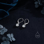 Clear CZ Lever Back Hoop in Sterling Silver, 2 Sizes Available, 6mm or 6.5mm, Minimalist Simple Crystal Leverback Hoop Earrings